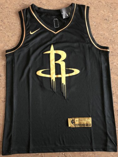 NBA 13 Harden Rockets Golden Edition Maillot brodé